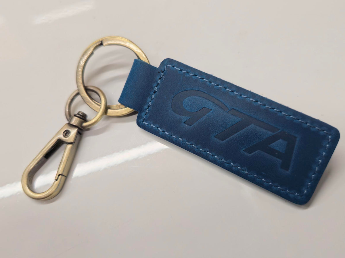 Keyring GTA Blue, Schlüsselanhänger Echtleder Blau