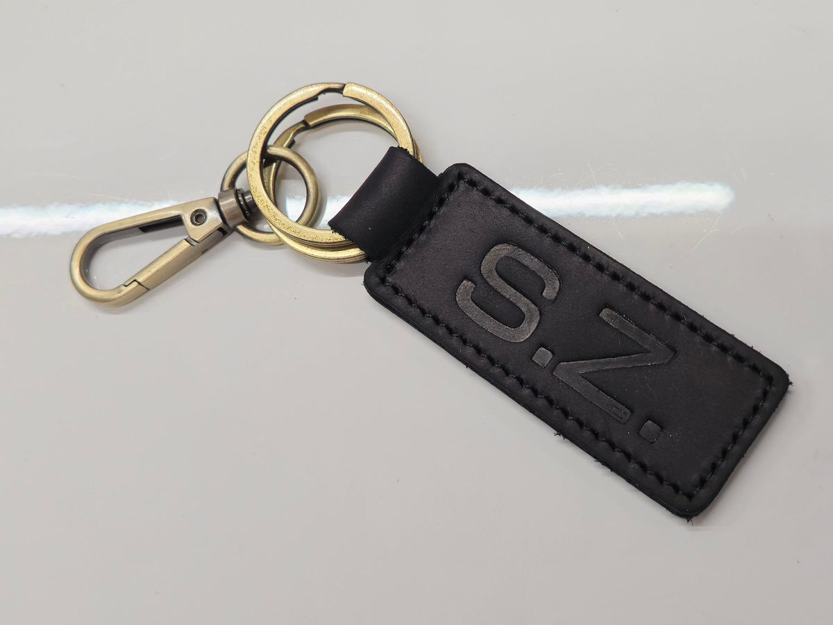 Keyring S.Z.  Black, Schlüsselanhänger Echtleder Schwarz